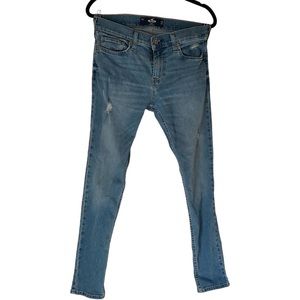 Hollister Mens Skinny Distressed Jeans with Holes Destroyed Style 29X32